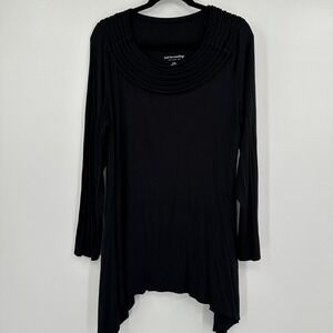 Soft Surroundings Black Tunic Top XL Drape Neck Long Sleeve Casual